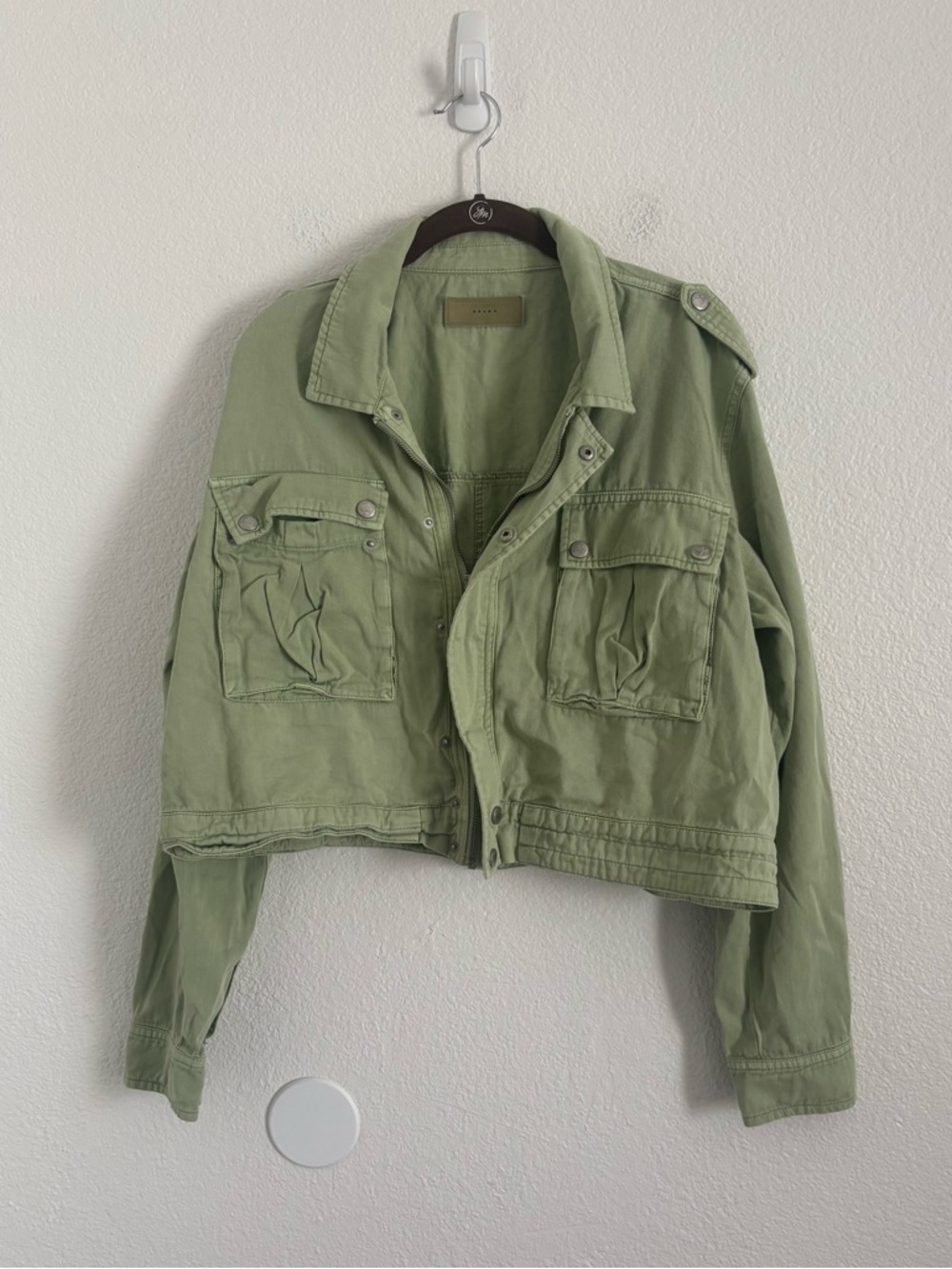 Blank NYC Women's Size XL Green Cropped Utility Twill Jacket